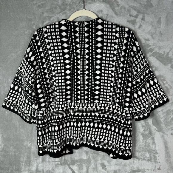 Chicos Knit Sweater Cardigan Size 0 Small Black White 3/4 Sleeves Career‎ Office - Picture 8 of 10